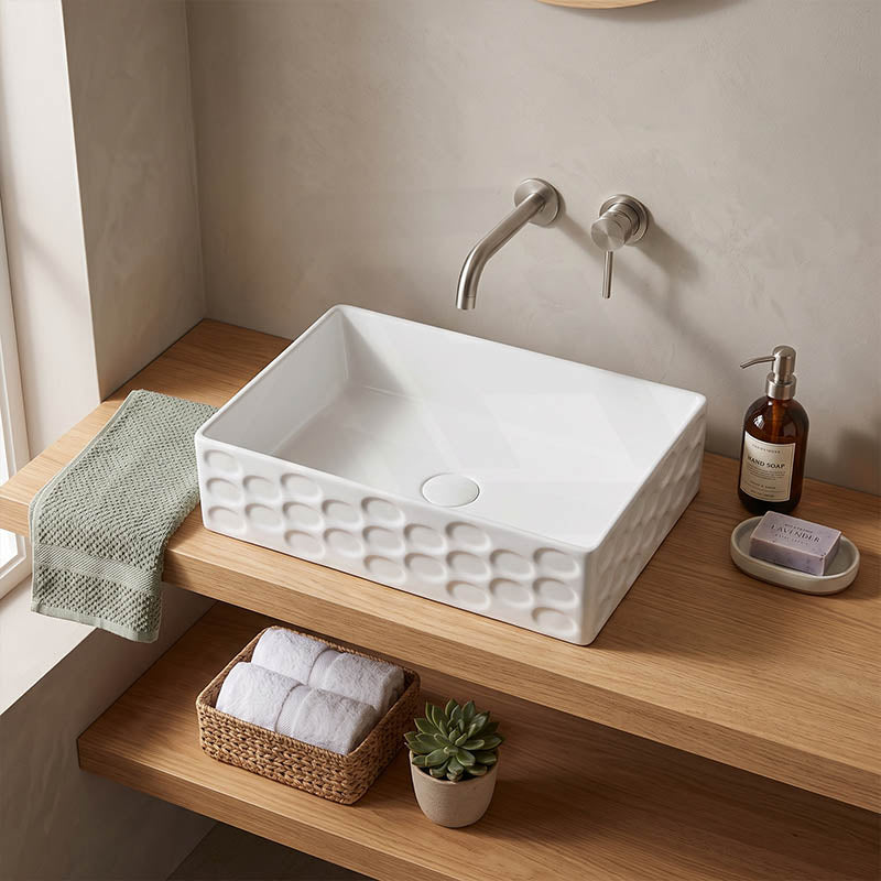 Infinity Rectangle Ceramic Above Counter Basin Non Overflow 550x360x140mm - Gloss White