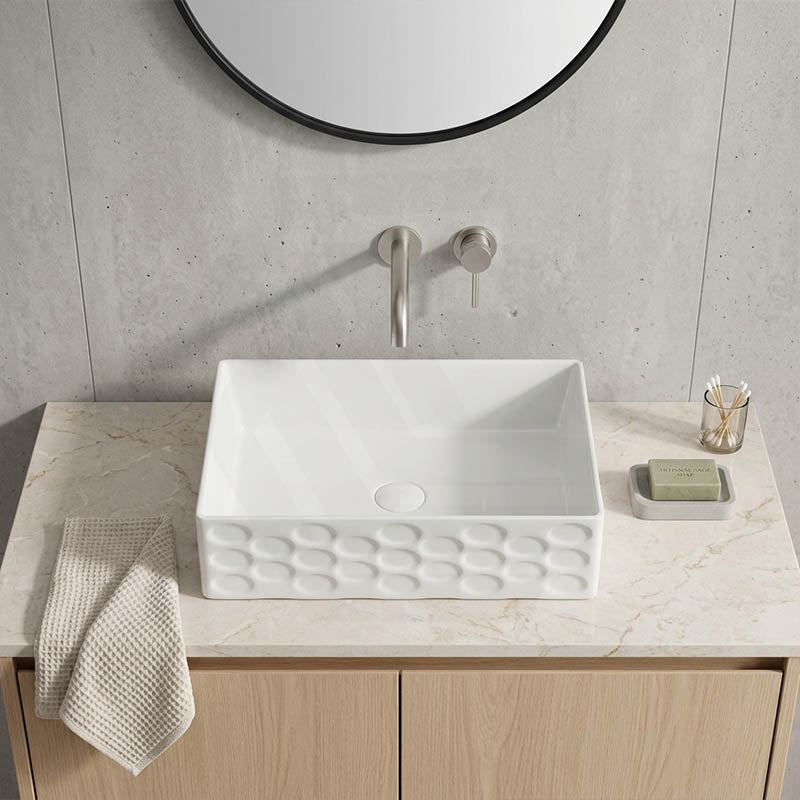Infinity Rectangle Ceramic Above Counter Basin Non Overflow 550x360x140mm - Gloss White