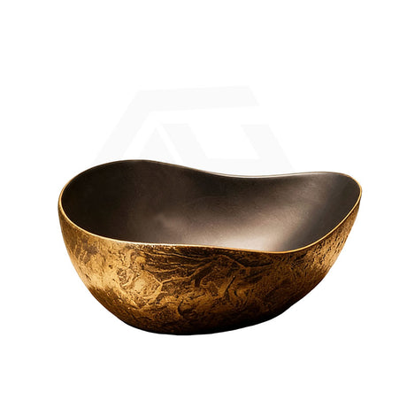 500x400x180mm Infinity Special Shape Ceramic Above Counter Basin Internal Matt Black and External Cooper Gold
