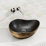 500x400x180mm Infinity Special Shape Ceramic Above Counter Basin Internal Matt Black and External Cooper Gold
