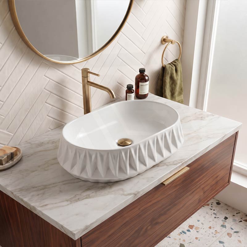 Infinity Oval Above Counter Ceramic Basin 530x370x135mm - In Various Colour