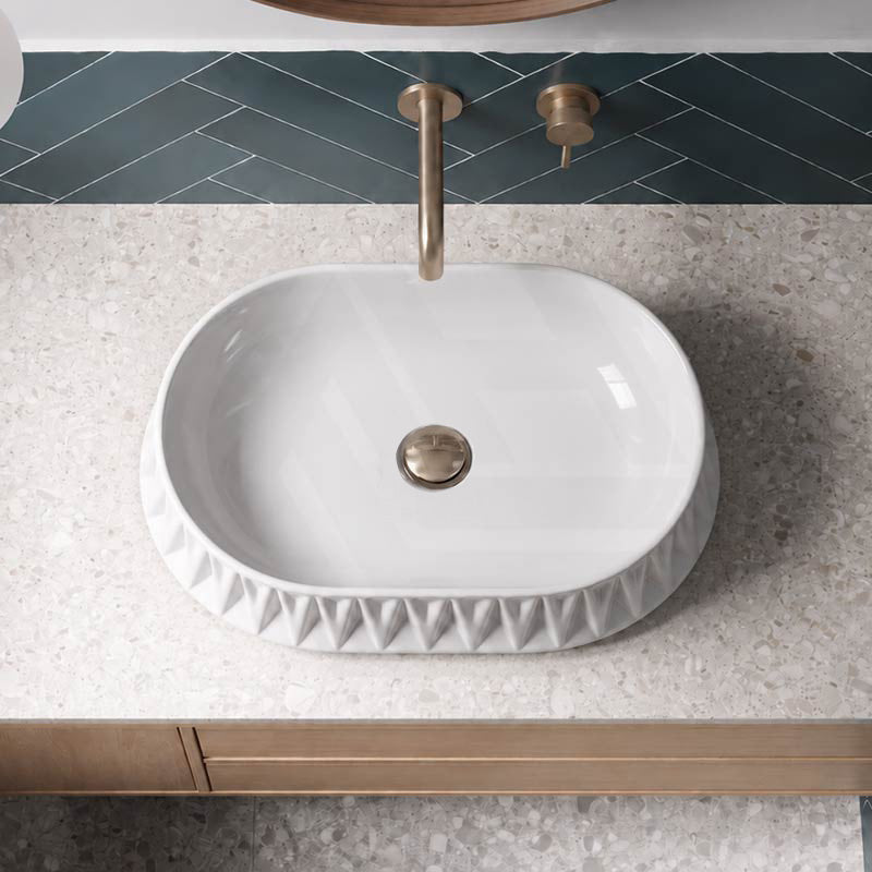 Infinity Oval Above Counter Ceramic Basin 530x370x135mm - In Various Colour