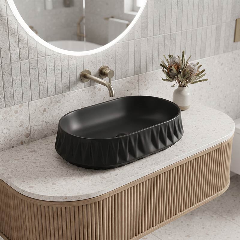 Infinity Oval Above Counter Ceramic Basin 530x370x135mm - In Various Colour