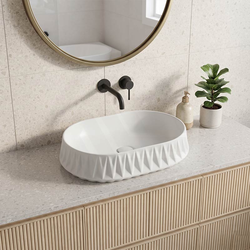 Infinity Oval Above Counter Ceramic Basin 530x370x135mm - In Various Colour