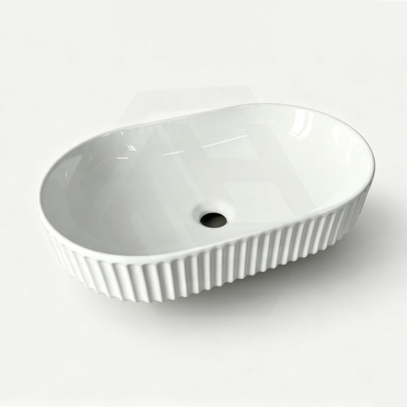 Infinity Fluted Oval Above Counter Ceramic Basin 500x330x135mm - In Various Colour