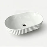 Infinity Fluted Oval Above Counter Ceramic Basin 500x330x135mm - In Various Colour