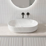 Infinity Fluted Oval Above Counter Ceramic Basin 500x330x135mm - In Various Colour