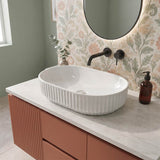 Infinity Fluted Oval Above Counter Ceramic Basin 500x330x135mm - In Various Colour