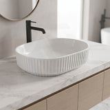Infinity Fluted Oval Above Counter Ceramic Basin 500x330x135mm - In Various Colour