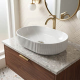 Infinity Fluted Oval Above Counter Ceramic Basin 500x330x135mm - In Various Colour