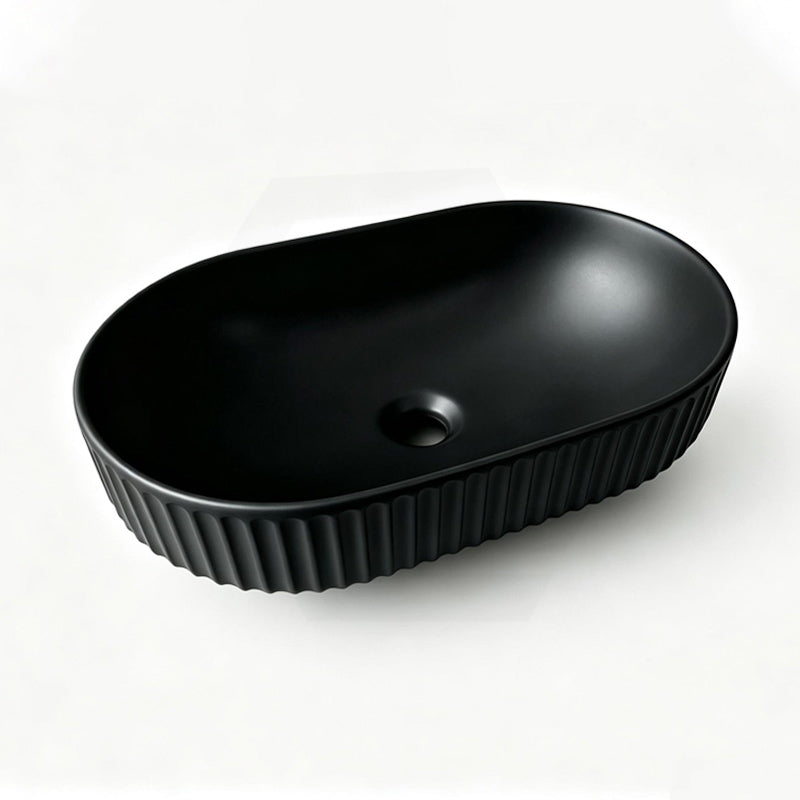 Infinity Fluted Oval Above Counter Ceramic Basin 500x330x135mm - In Various Colour