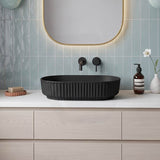 Infinity Fluted Oval Above Counter Ceramic Basin 500x330x135mm - In Various Colour