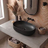 Infinity Fluted Oval Above Counter Ceramic Basin 500x330x135mm - In Various Colour
