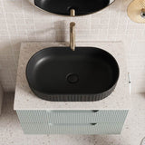 Infinity Fluted Oval Above Counter Ceramic Basin 500x330x135mm - In Various Colour