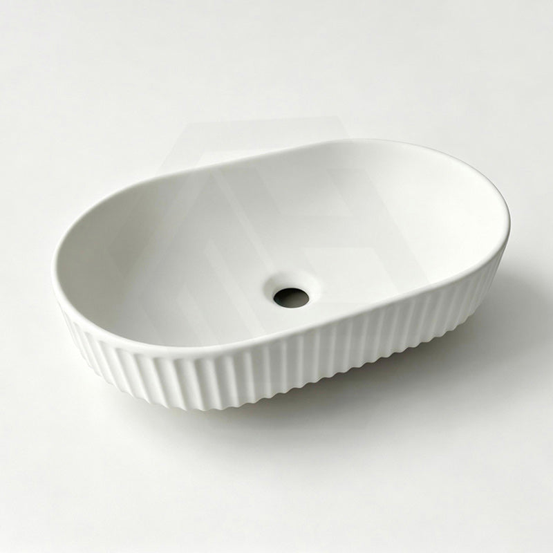 Infinity Fluted Oval Above Counter Ceramic Basin 500x330x135mm - In Various Colour