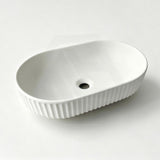 Infinity Fluted Oval Above Counter Ceramic Basin 500x330x135mm - In Various Colour