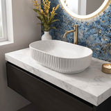 Infinity Fluted Oval Above Counter Ceramic Basin 500x330x135mm - In Various Colour