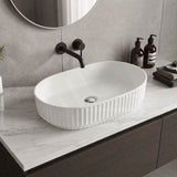 Infinity Fluted Oval Above Counter Ceramic Basin 500x330x135mm - In Various Colour