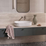 Infinity Fluted Oval Above Counter Ceramic Basin 500x330x135mm - In Various Colour