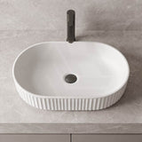 Infinity Fluted Oval Above Counter Ceramic Basin 500x330x135mm - In Various Colour