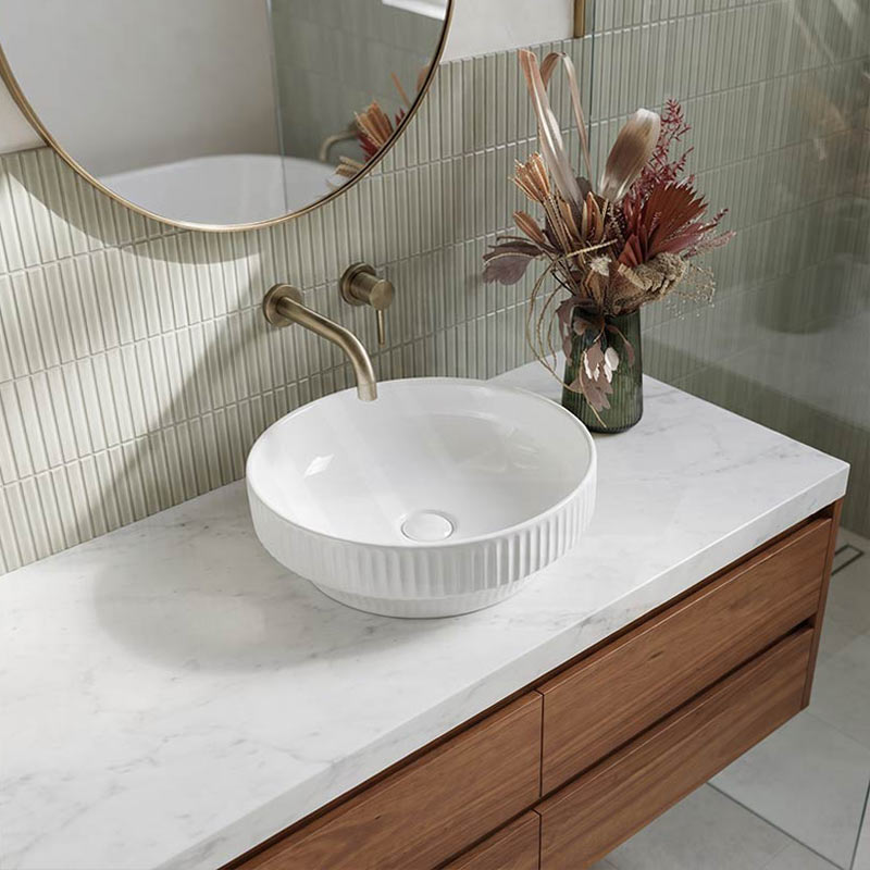 Infinity Ceramic Fluted Above Counter Basin 365x365x120mm - In Various Colour