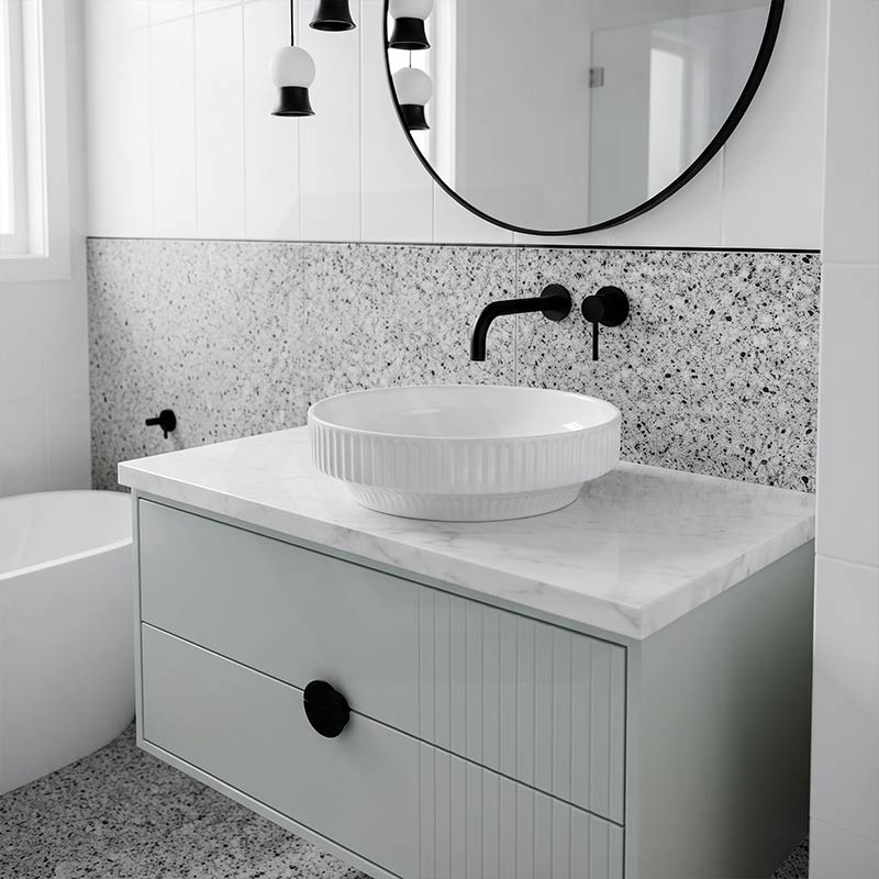 Infinity Ceramic Fluted Above Counter Basin 365x365x120mm - In Various Colour