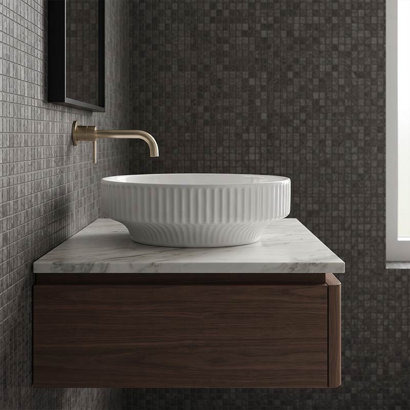 Infinity Ceramic Fluted Above Counter Basin 365x365x120mm - In Various Colour