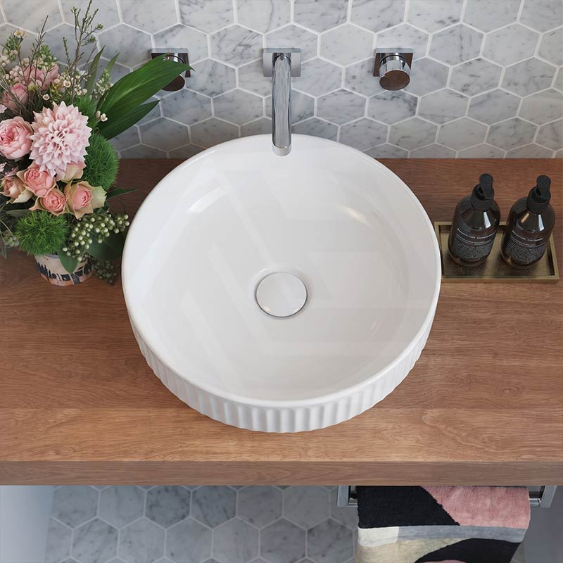 Infinity Ceramic Fluted Above Counter Basin 365x365x120mm - In Various Colour