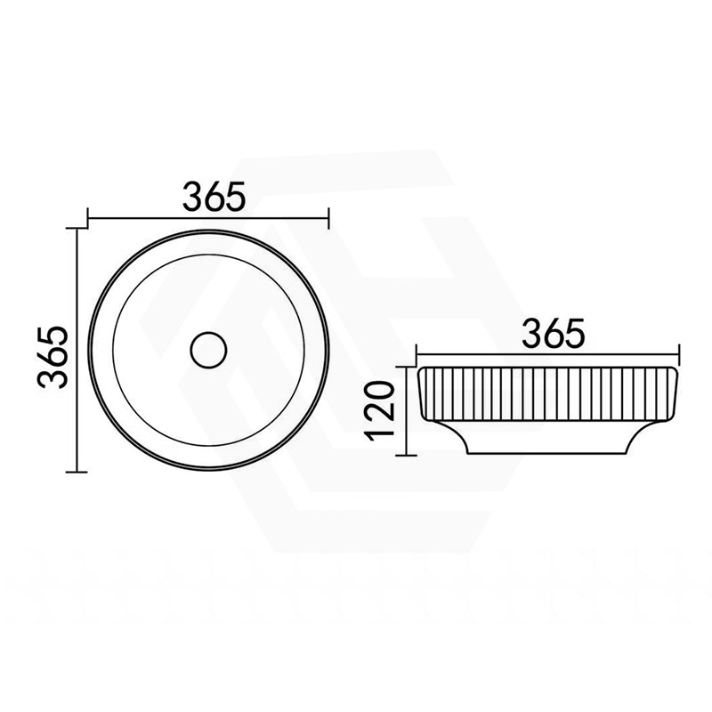 Infinity Ceramic Fluted Above Counter Basin 365x365x120mm - In Various Colour