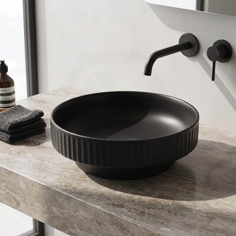 Infinity Ceramic Fluted Above Counter Basin 365x365x120mm - In Various Colour