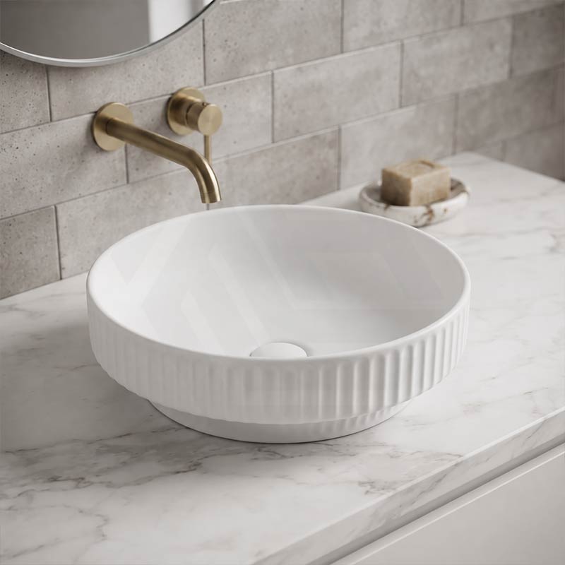 Infinity Ceramic Fluted Above Counter Basin 365x365x120mm - In Various Colour