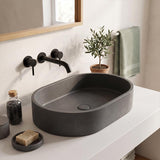 Infinity Oval Concrete Above Counter Basin NO Overflow Pop-up Waste Included 580x365x120mm - Matte Grey