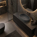Infinity Oval Concrete Above Counter Basin NO Overflow Pop-up Waste Included 580x365x120mm - Matte Grey