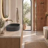 Infinity Oval Concrete Above Counter Basin NO Overflow Pop-up Waste Included 580x365x120mm - Matte Grey