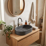 Infinity Oval Concrete Above Counter Basin NO Overflow Pop-up Waste Included 580x365x120mm - Matte Grey