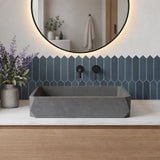 Rectangular Above Counter Concrete Basin Pop-up Waste Included 500x350x120mm - Matte Grey