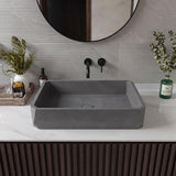 Rectangular Above Counter Concrete Basin Pop-up Waste Included 500x350x120mm - Matte Grey