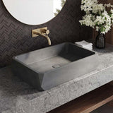 Rectangular Above Counter Concrete Basin Pop-up Waste Included 500x350x120mm - Matte Grey