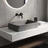 Rectangular Above Counter Concrete Basin Pop-up Waste Included 500x350x120mm - Matte Grey