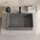 Rectangular Above Counter Concrete Basin Pop-up Waste Included 500x350x120mm - Matte Grey