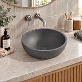 Round Above Counter Concrete Basin Waste Included 360mm - Matte Grey