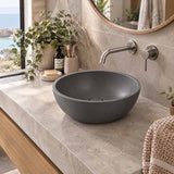 Round Above Counter Concrete Basin Waste Included 360mm - Matte Grey