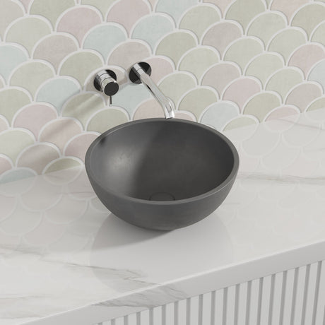 360Mm Round Matte Grey Above Counter Concrete Basin Waste Included Basins