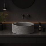 Round Above Counter Concrete Basin Waste Included 390x390x150mm - Matte Grey