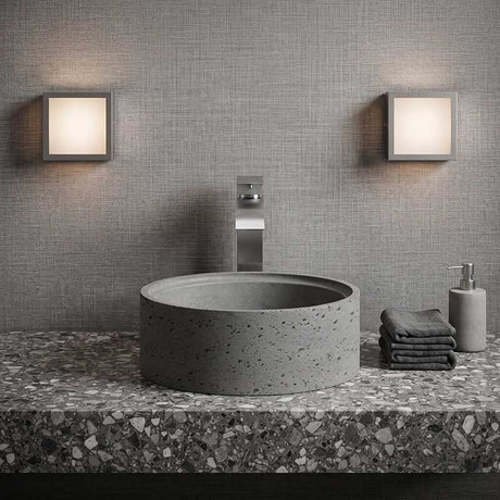 Round Above Counter Concrete Basin Waste Included 390x390x150mm - Matte Grey