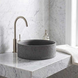 Round Above Counter Concrete Basin Waste Included 390x390x150mm - Matte Grey