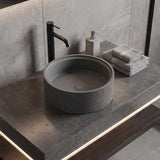 Round Above Counter Concrete Basin Waste Included 390x390x150mm - Matte Grey