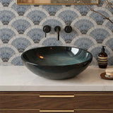 Above Counter Basin Round Bathroom Tempered Glass Antique Vintage Wash Art Basin 420x420x145mm - Multi Color