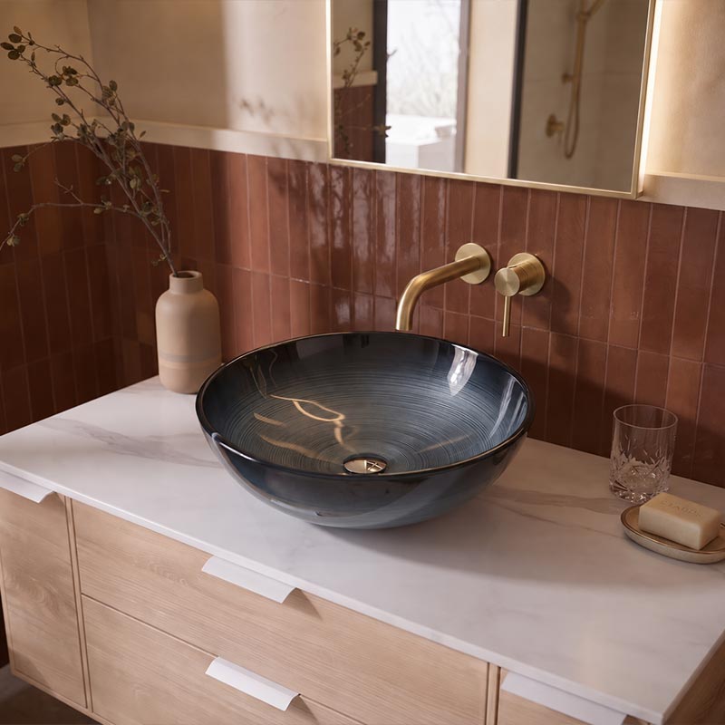 Above Counter Basin Round Bathroom Tempered Glass Antique Vintage Wash Art Basin 420x420x145mm - Multi Color