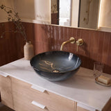 Above Counter Basin Round Bathroom Tempered Glass Antique Vintage Wash Art Basin 420x420x145mm - Multi Color